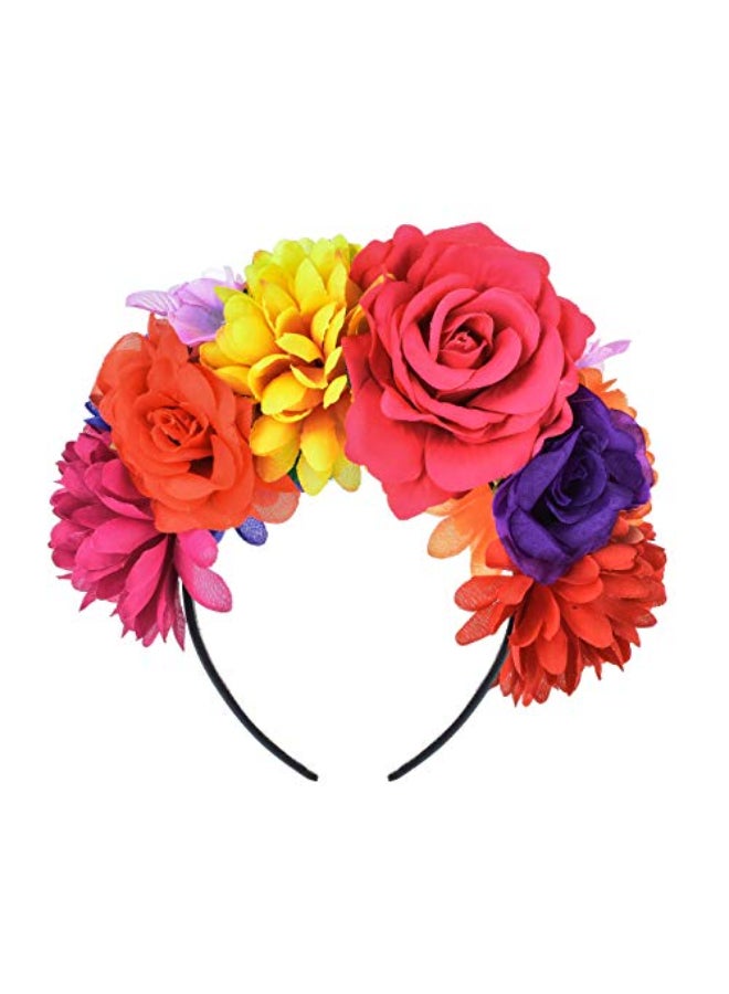 DreamLily Rose Flower Crown Headband Halloween Party Costume Headpiece NC26 Rainbow colorful - Image 1