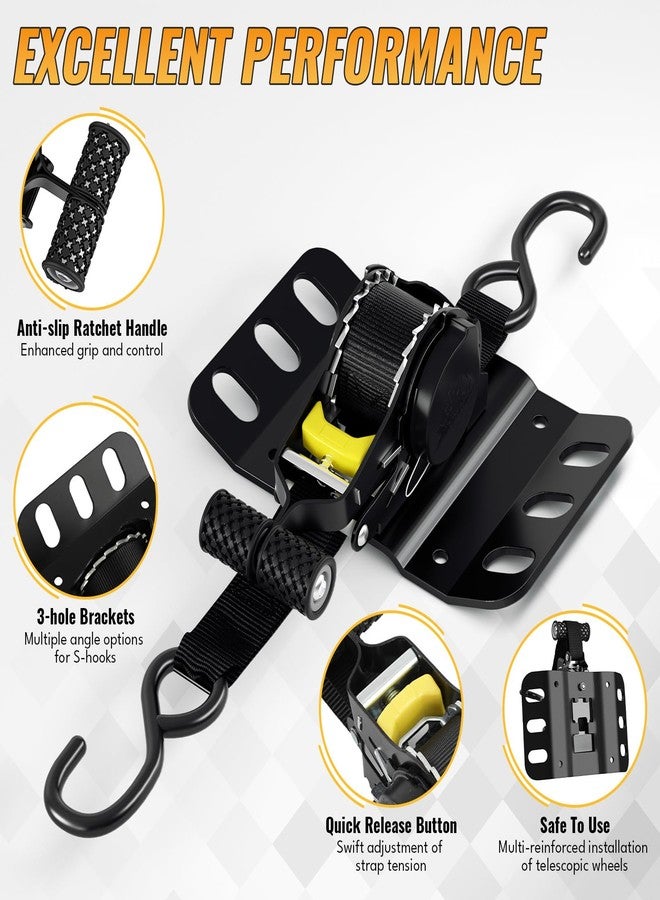 Fuairmee Retractable Truck Bed Ratchet Straps for 2015-2025 Ford F150, F250, F350, 1500lb Break Strength, Auto Self Retracting Tie Down Straps for Ford F150 Accessories - Image 2