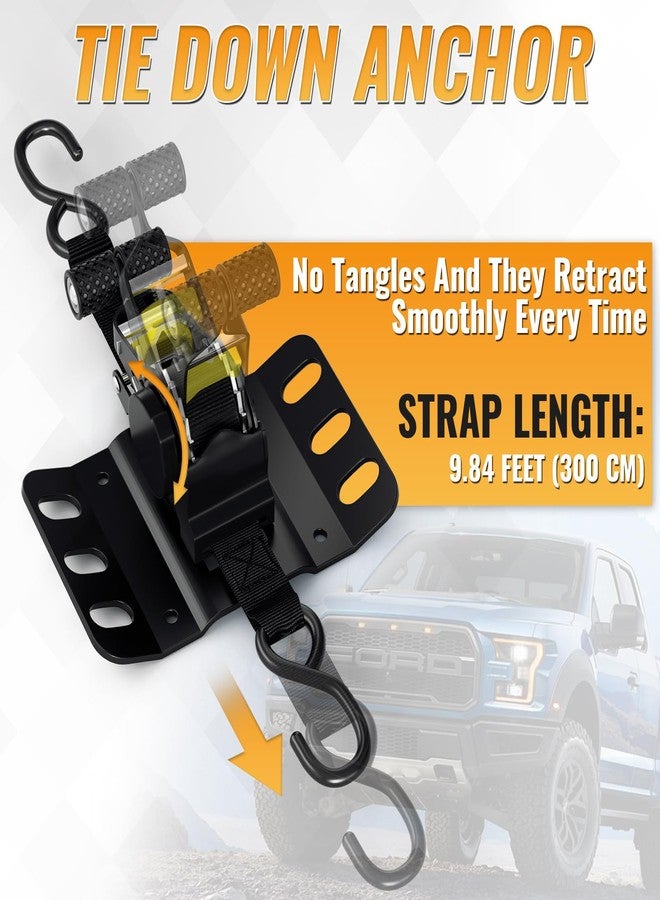 Fuairmee Retractable Truck Bed Ratchet Straps for 2015-2025 Ford F150, F250, F350, 1500lb Break Strength, Auto Self Retracting Tie Down Straps for Ford F150 Accessories - Image 5