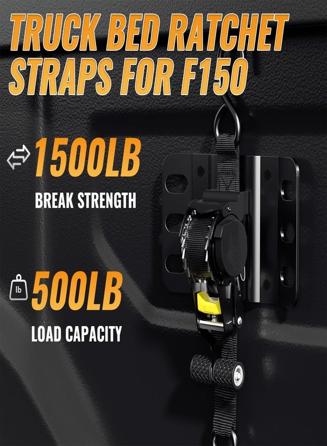 Fuairmee Retractable Truck Bed Ratchet Straps for 2015-2025 Ford F150, F250, F350, 1500lb Break Strength, Auto Self Retracting Tie Down Straps for Ford F150 Accessories - Image 3
