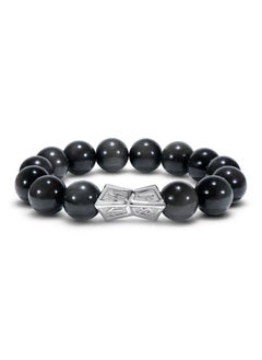 Obsidian Beaded Bracelet for Men with Sterling Silver Engravings Charm - pzsku/ZCD65FAF5311CEBB852FFZ/45/_/1740131026/685244d2-5cb6-4ce2-9090-ac8f72187534