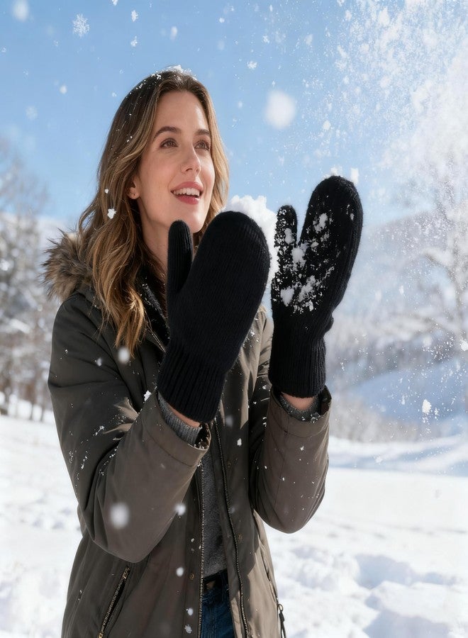OVOY Winter Knitted Mittens Soft Warm Elastic Cold-Weather Thick Lining Gloves for Women and Men - Image 5