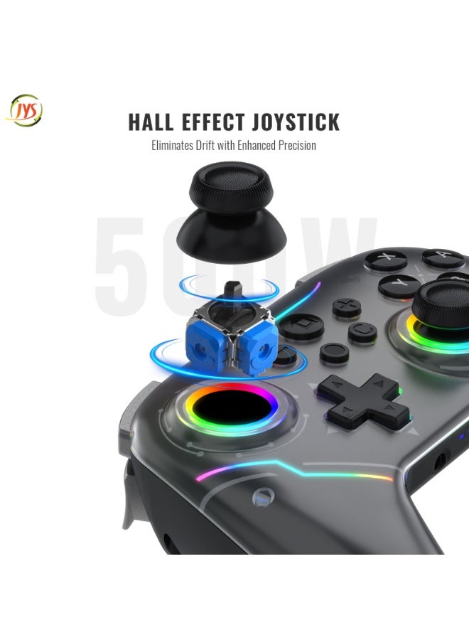 جاي واي إس جهاز التحكم JYS Joystick، متوافق مع Switch وSwitch 2، ويتصل عبر البلوتوث بأجهزة Android وiOS والكمبيوتر الشخصي وMac وSteam Deck لتجربة ألعاب متعددة المنصات. يتميز بجيروسكوب مدمج ذي 9 محاور، ولا يحتاج إلى إقران عند الاستخدام السلكي، وجهاز تحكم ألعاب RGB، ويدعم إخراج الصوت، لون أسود - Image 3
