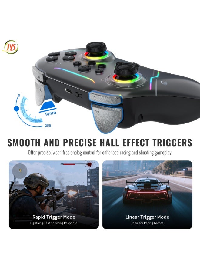 جاي واي إس جهاز التحكم JYS Joystick، متوافق مع Switch وSwitch 2، ويتصل عبر البلوتوث بأجهزة Android وiOS والكمبيوتر الشخصي وMac وSteam Deck لتجربة ألعاب متعددة المنصات. يتميز بجيروسكوب مدمج ذي 9 محاور، ولا يحتاج إلى إقران عند الاستخدام السلكي، وجهاز تحكم ألعاب RGB، ويدعم إخراج الصوت، لون أسود - Image 5