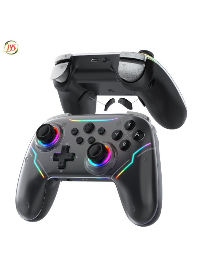 جاي واي إس جهاز التحكم JYS Joystick، متوافق مع Switch وSwitch 2، ويتصل عبر البلوتوث بأجهزة Android وiOS والكمبيوتر الشخصي وMac وSteam Deck لتجربة ألعاب متعددة المنصات. يتميز بجيروسكوب مدمج ذي 9 محاور، ولا يحتاج إلى إقران عند الاستخدام السلكي، وجهاز تحكم ألعاب RGB، ويدعم إخراج الصوت، لون أسود - Image 1