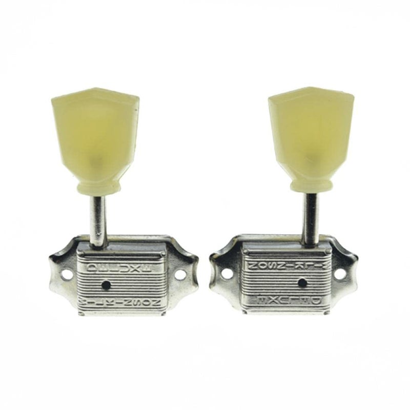 Wilkinson Nickel with Vintage Button 3x3 Deluxe Vintage Tuners Guitar Tuning Keys Machine Heads with Plastic Keystone Buttons for Les Paul/SG/ES, (K1948) - Image 3