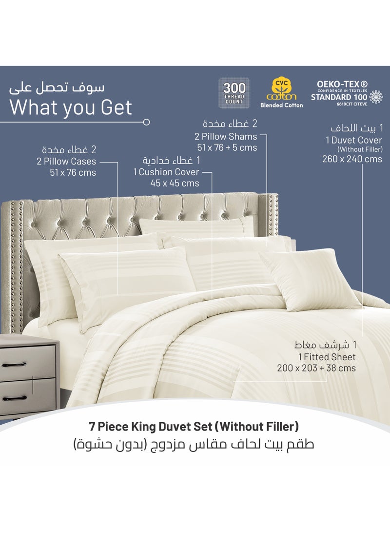 Donetella Hotel Style Duvet Set 7-Pcs King Size Cotton Blend All Season Bedding Set With Bed Quilt Cover/Duvet Cover & Corner Ties(Without Insert),Ivory  - Image 3