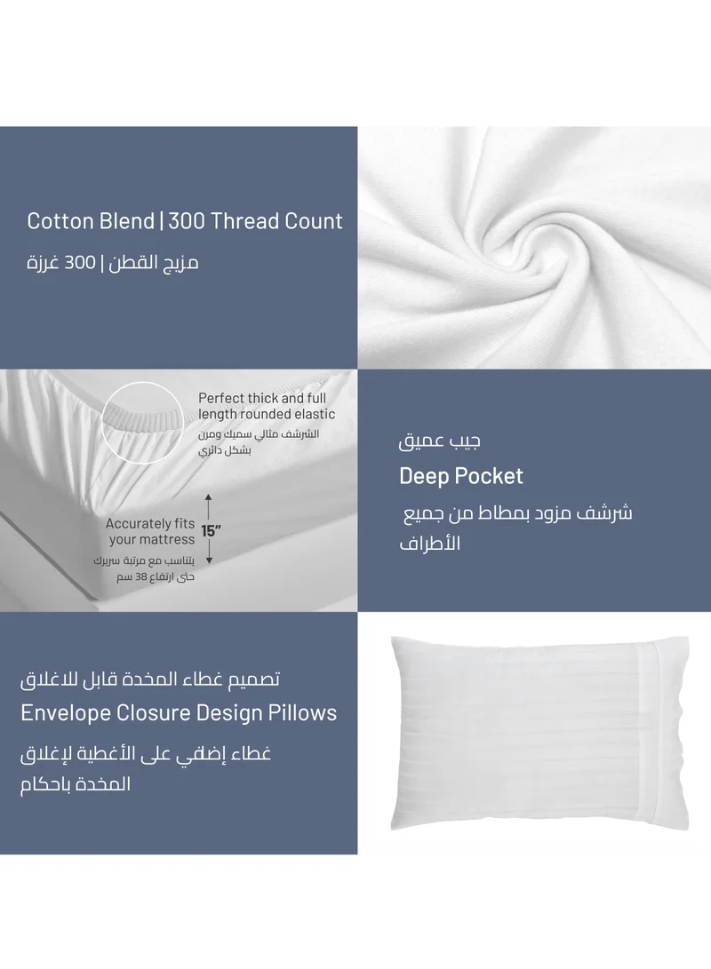 Donetella Hotel Style Duvet Set 7-Pcs King Size Cotton Blend All Season Bedding Set With Bed Quilt Cover/Duvet Cover & Corner Ties(Without Insert),Ivory
