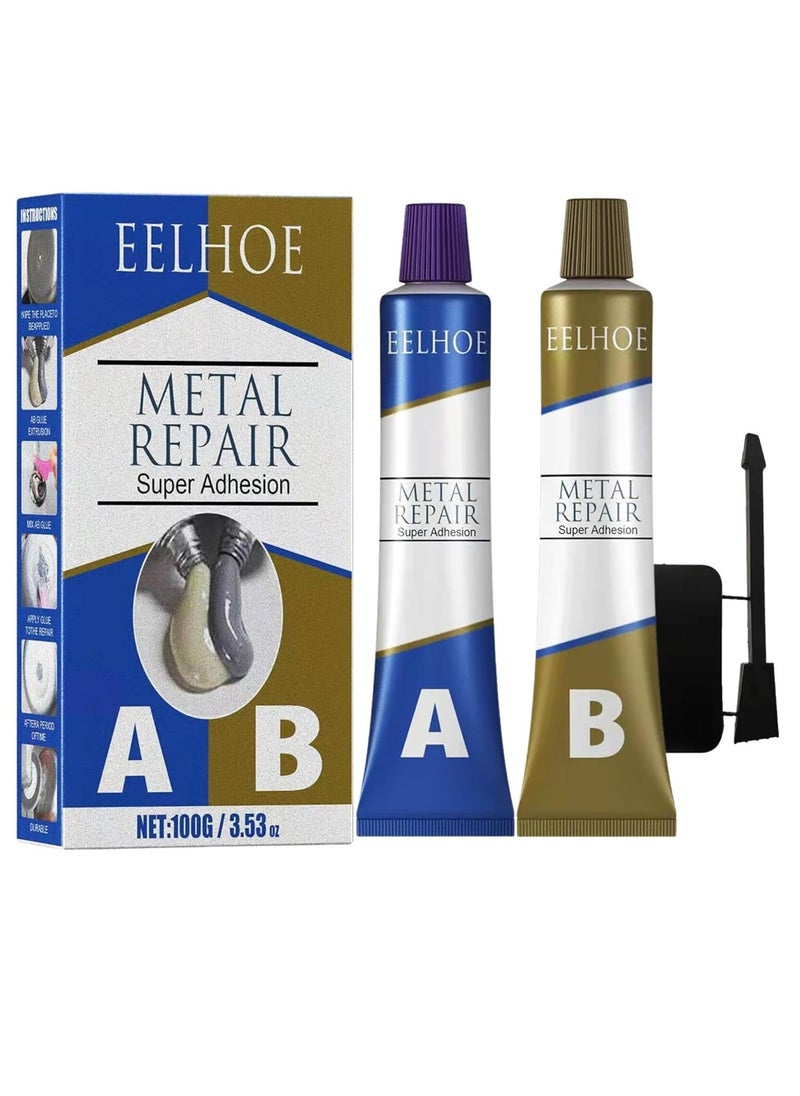 EELHOE AB Casting Repair Glue, High Temperature Resistant Liquid Metal Welding Filler, Metal Repair Glue for Metal Casting Defect (100g)  - Image 1