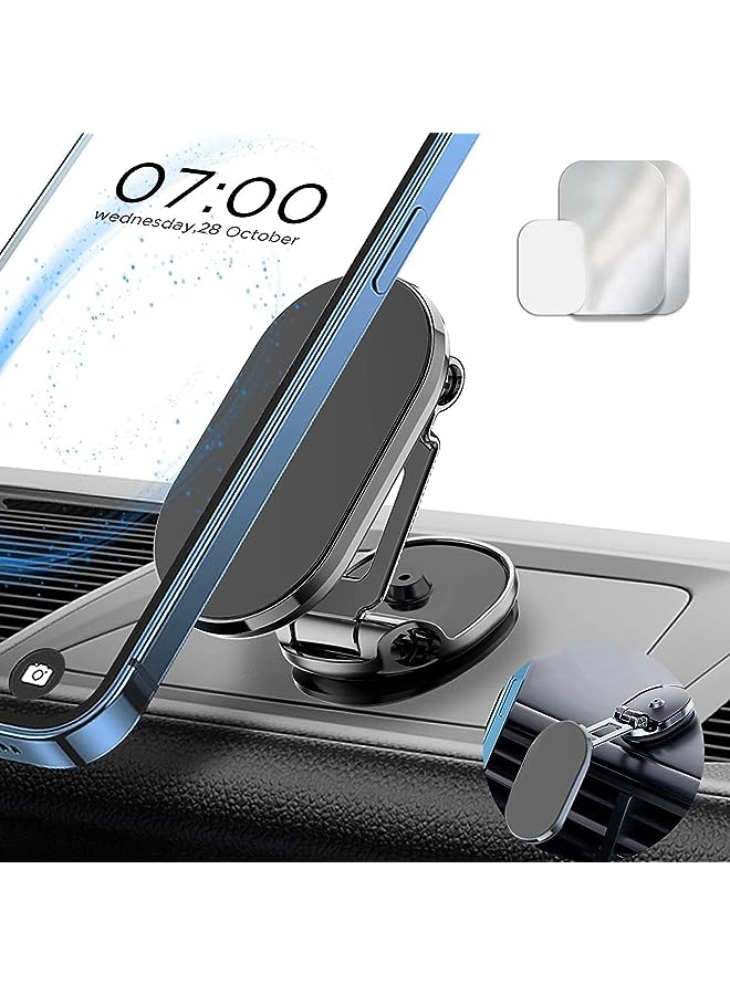 PROMASS Phone Holder, Multi-Functional Cell Phone Car Mount Strong Magnet 360° Rotation Foldable Desk Phone Cradle Universal Car Phone Holder for Dashboard Screens All Smartphones - Image 1