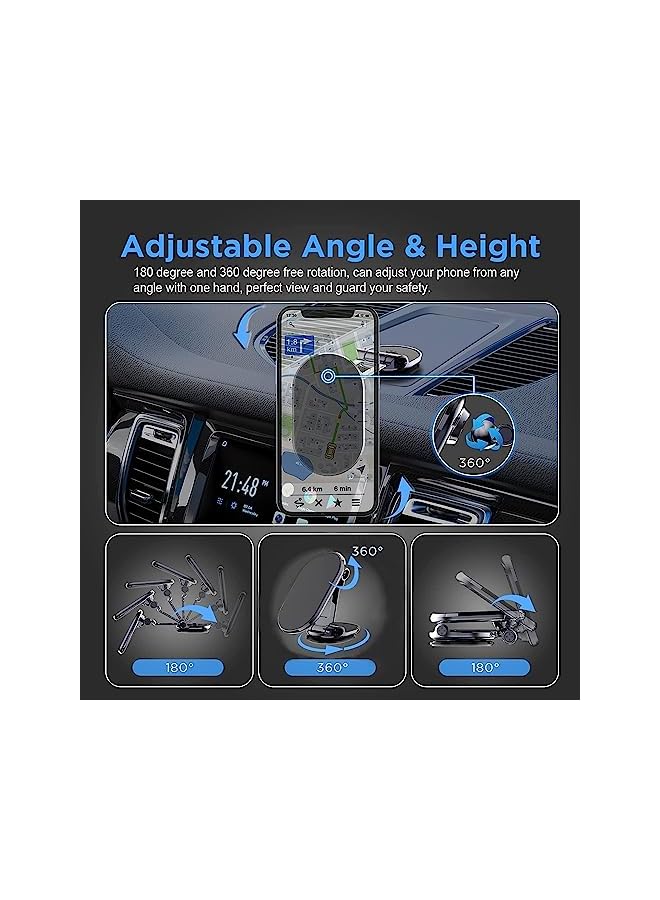 PROMASS Phone Holder, Multi-Functional Cell Phone Car Mount Strong Magnet 360° Rotation Foldable Desk Phone Cradle Universal Car Phone Holder for Dashboard Screens All Smartphones - Image 5