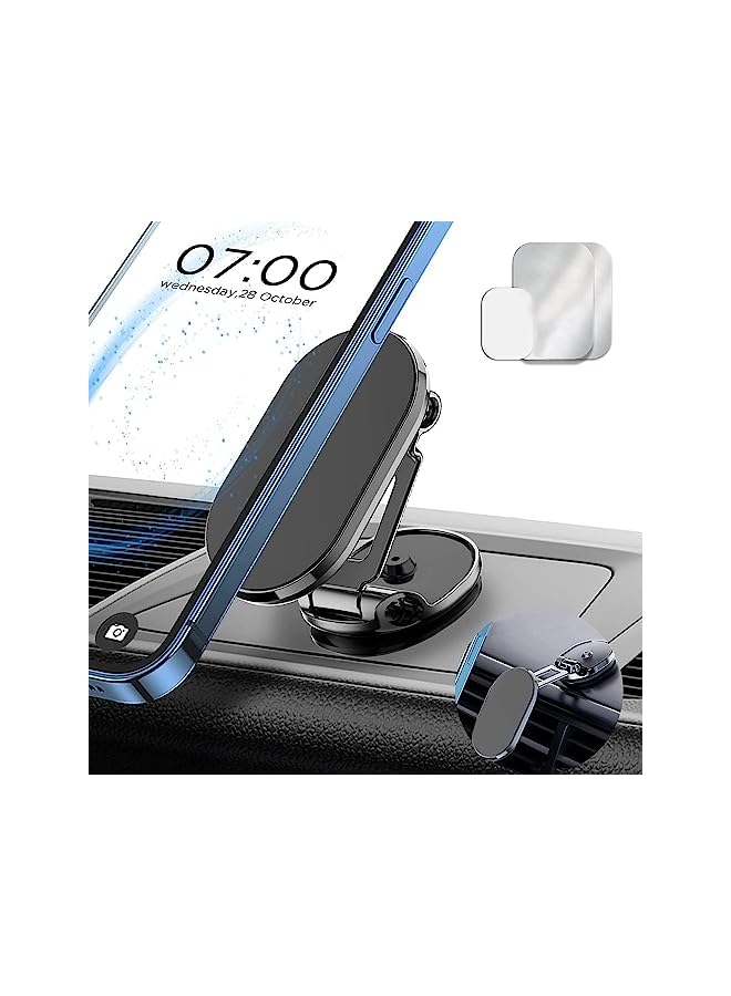 PROMASS Phone Holder, Multi-Functional Cell Phone Car Mount Strong Magnet 360° Rotation Foldable Desk Phone Cradle Universal Car Phone Holder for Dashboard Screens All Smartphones - Image 2