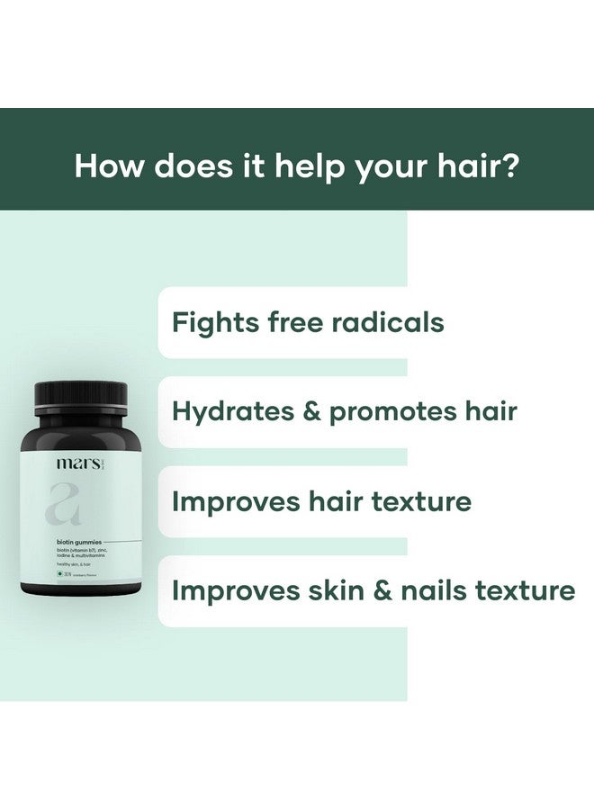 mars by GHC mars by GHC Biotin Gummies For Hair & Skin | 30 Days Pack | With Biotin, Vitamin A, C, E, Zinc, Fibre & DHT Blocker | For Healthy & Strong Hair| 100% Vegan & Gut Friendly - Image 5
