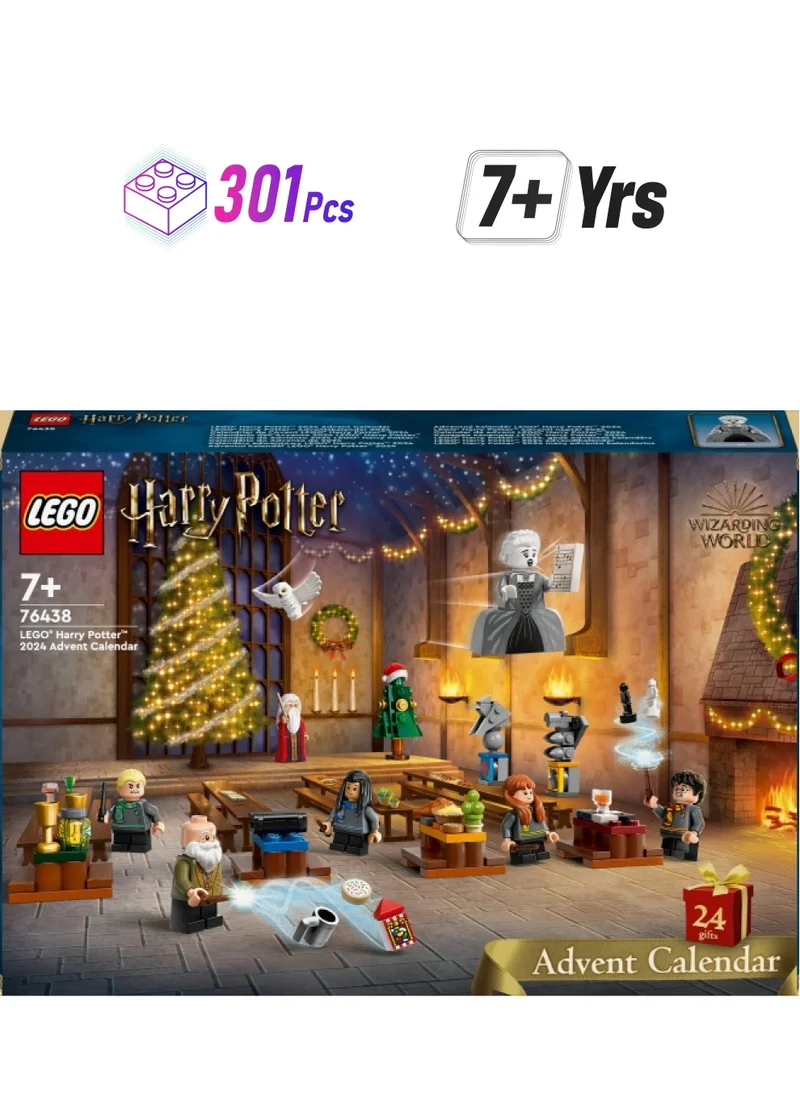 ليغو Harry Potter Advent Calendar 2024, Hogwarts Fantasy Toy for Kids, Includes 7 Minifigures and 16 Mini Builds, Christmas Countdown Treat, Gift for 7 Plus Year Old Girls, Boys and Fans 76438