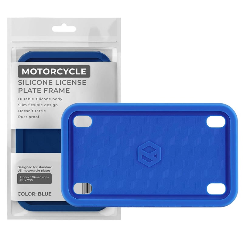 Rightcar Solutions Motorcycle License Plate Frame Premium Silicone RustProof RattleProof WeatherProof Plate Holder Street Legal Custom Bike Tag Frame Blue - Image 3