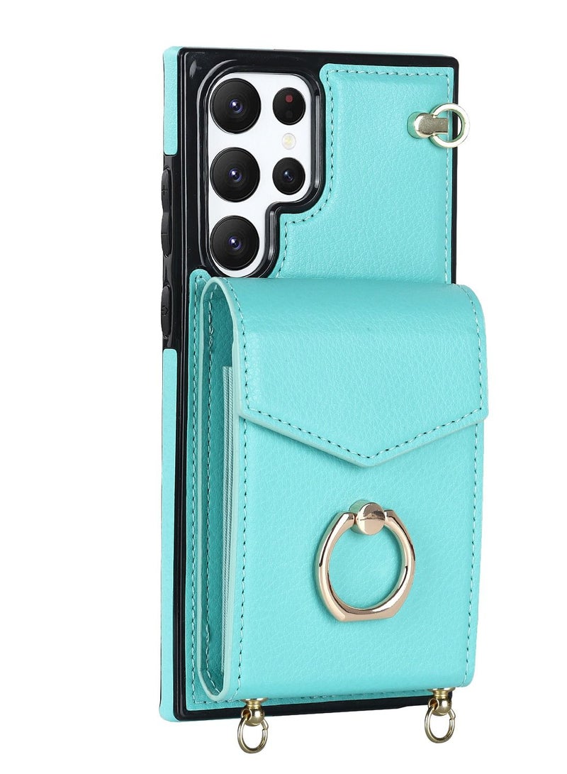 Suteni Crossbody Strap Back Cover Card Slots Leather Phone Case for Samsung - Image 1