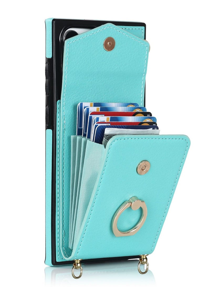 Suteni Crossbody Strap Back Cover Card Slots Leather Phone Case for Samsung - Image 3