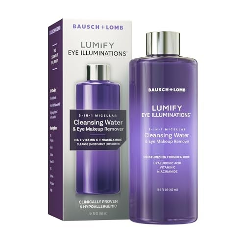 LUMIFY Eye Illuminations Cleansing Water Eye Makeup Remover 3in1 Micellar Water Contains Hyaluronic Acid Vitamin C Niacinamide Hypoallergenic Removes Waterproof Makeup 54 Oz 160 mL - Image 1