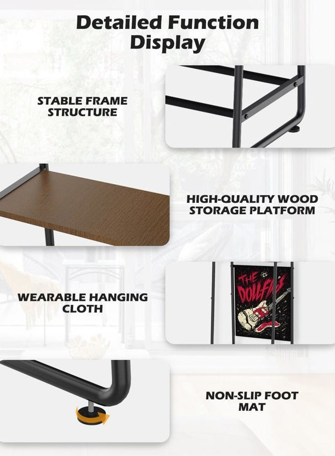 STRICH Guitar Stand for Multiple Guitars - Multi Instrument Storage with Adjustable Shelf, Durable Metal & Wood, Wall-Hugging Design, Fits Acoustic/Electric Guitars, Bass, Ukulele, Banjo(Up to 6 Instruments) - Image 3