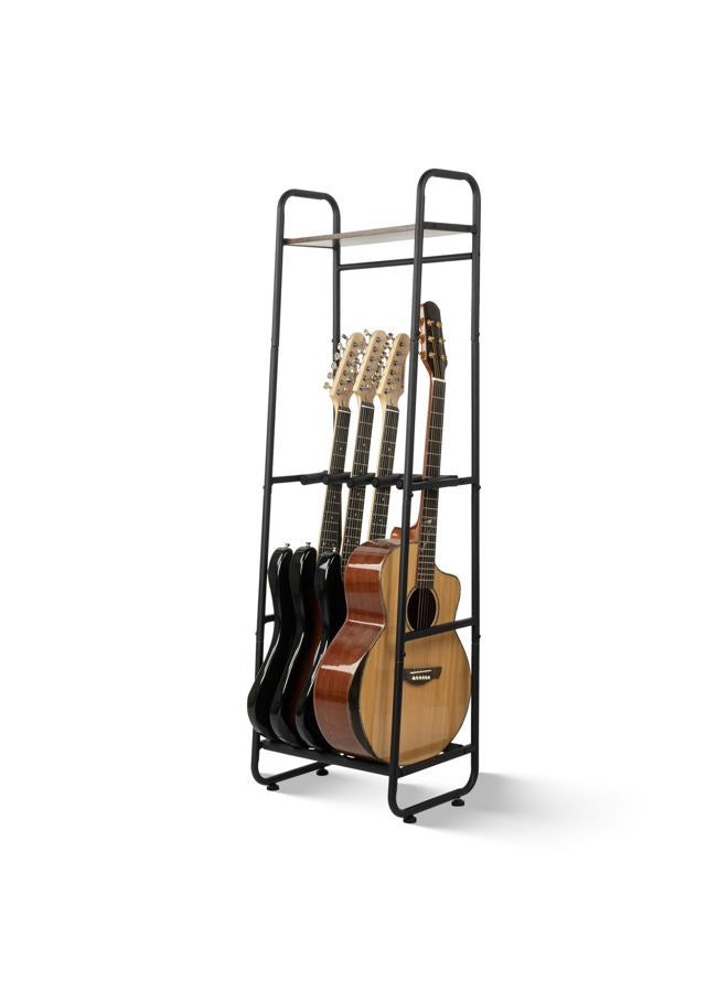 STRICH Guitar Stand for Multiple Guitars - Multi Instrument Storage with Adjustable Shelf, Durable Metal & Wood, Wall-Hugging Design, Fits Acoustic/Electric Guitars, Bass, Ukulele, Banjo(Up to 6 Instruments) - Image 1