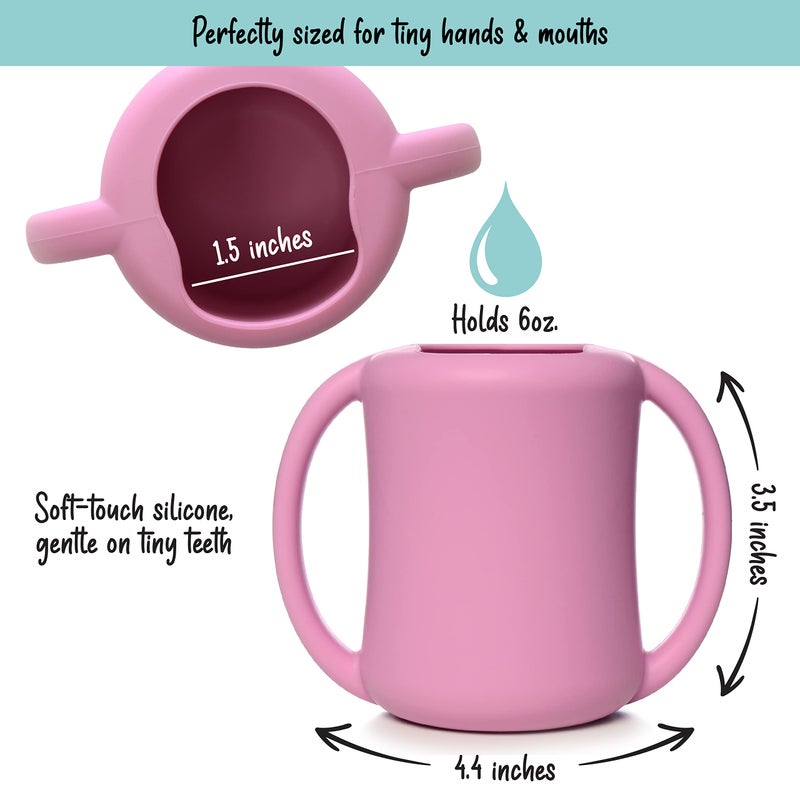 PrimaStella Silicone Baby & Toddler Training Cup with Handles (Plum) - Image 3