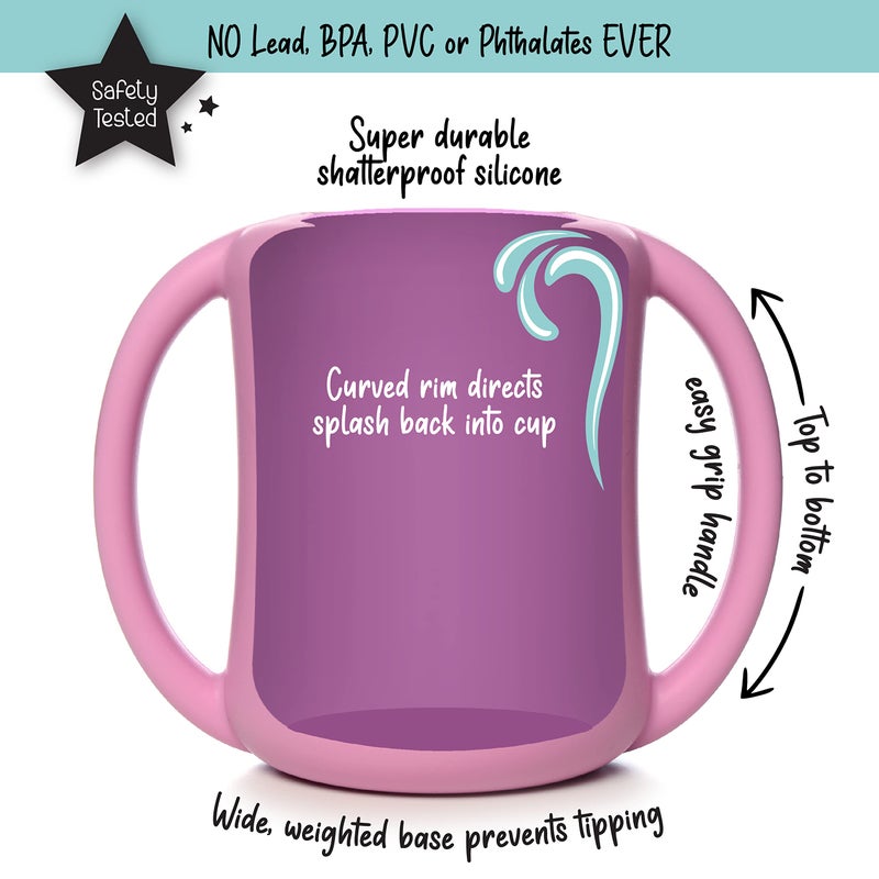 PrimaStella Silicone Baby & Toddler Training Cup with Handles (Plum) - Image 2
