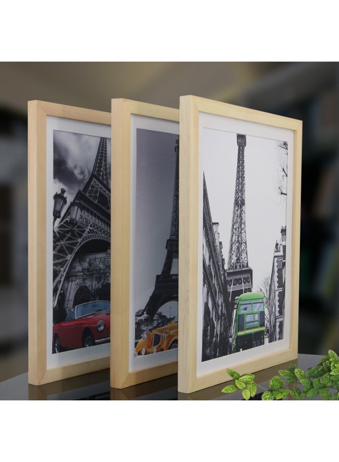 Solid Wood Simple 32 Inch 28 Inch 16 Inch 18 Inch 4k8 24 Inch A4 Wooden A3 Photo Frame Wall Poster Frame-Color:16inch Inner Diameter (30.3*40.4) Cm-green - Image 2