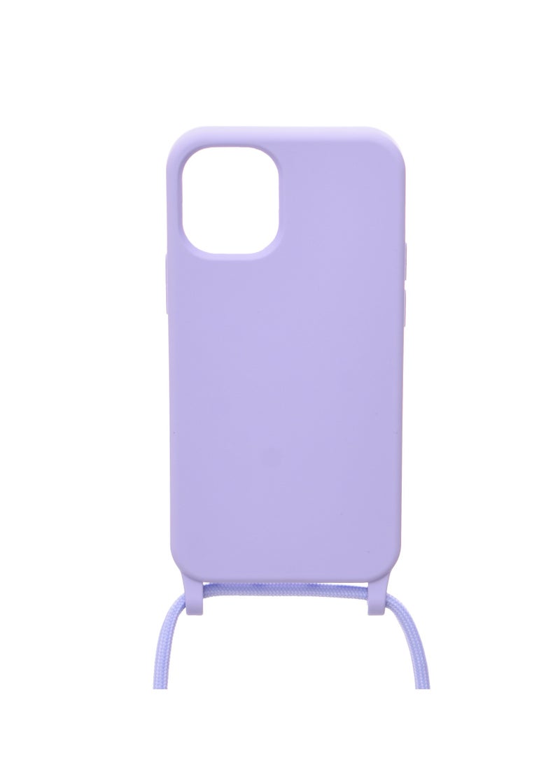 Generic - Silicone Back Phone Protection Cover With Fabric Strap And Safety Edges For Iphone 12 5.4 - Lavender - Image 1