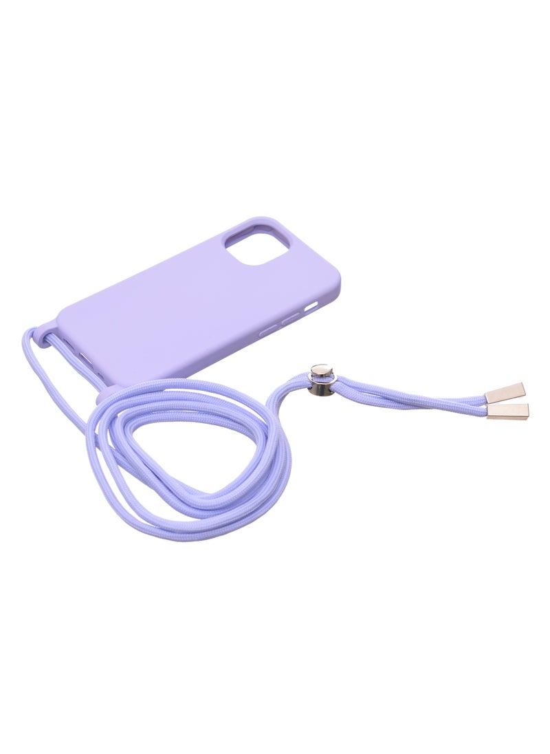 Generic - Silicone Back Phone Protection Cover With Fabric Strap And Safety Edges For Iphone 12 5.4 - Lavender - Image 1