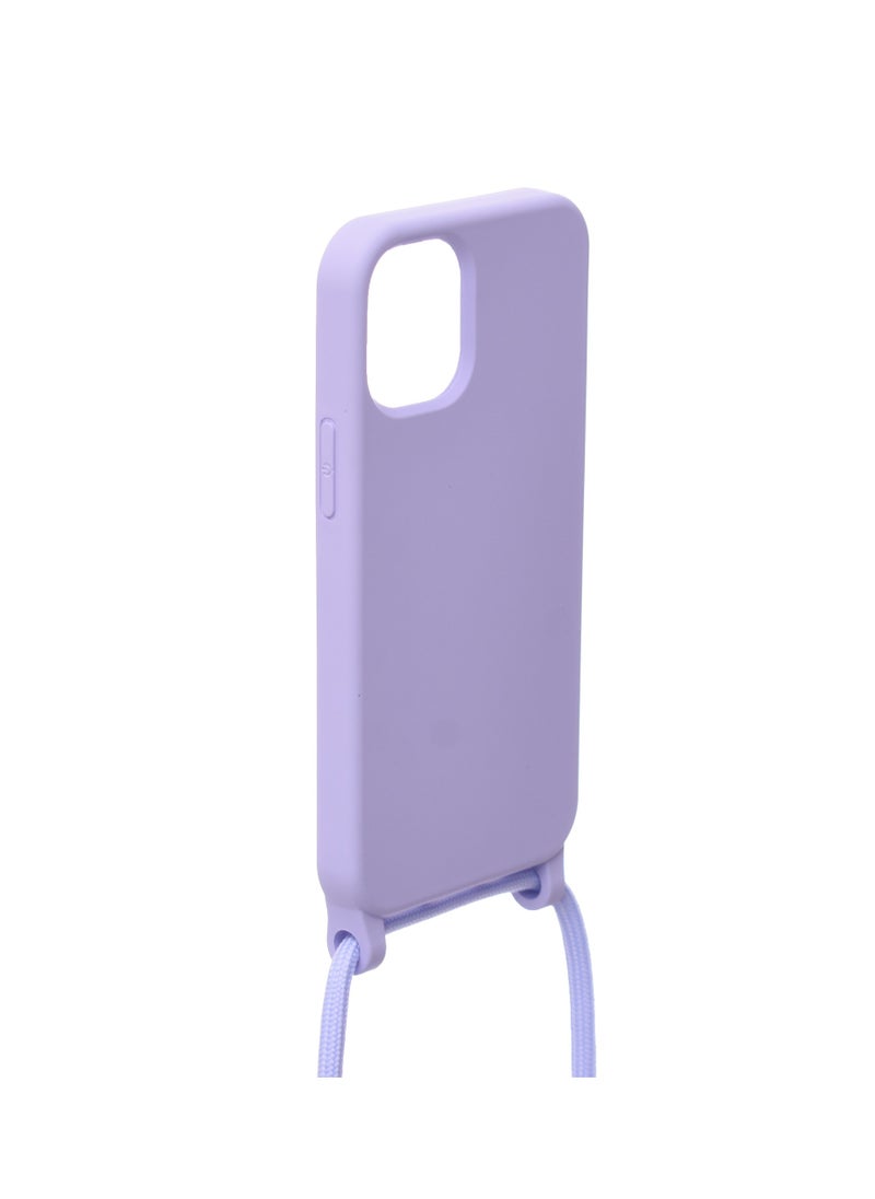 Generic - Silicone Back Phone Protection Cover With Fabric Strap And Safety Edges For Iphone 12 5.4 - Lavender - Image 1