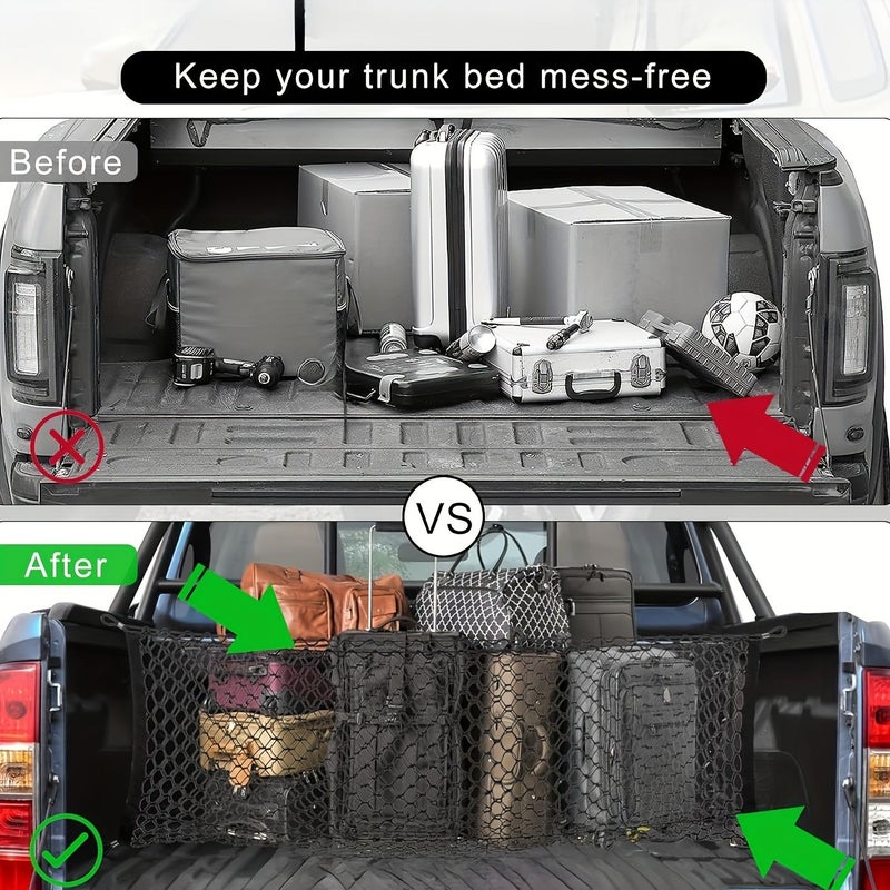 Adjustable Elastic Net For Truck Storage Car Trunk Organization Home Storage Black - Image 3