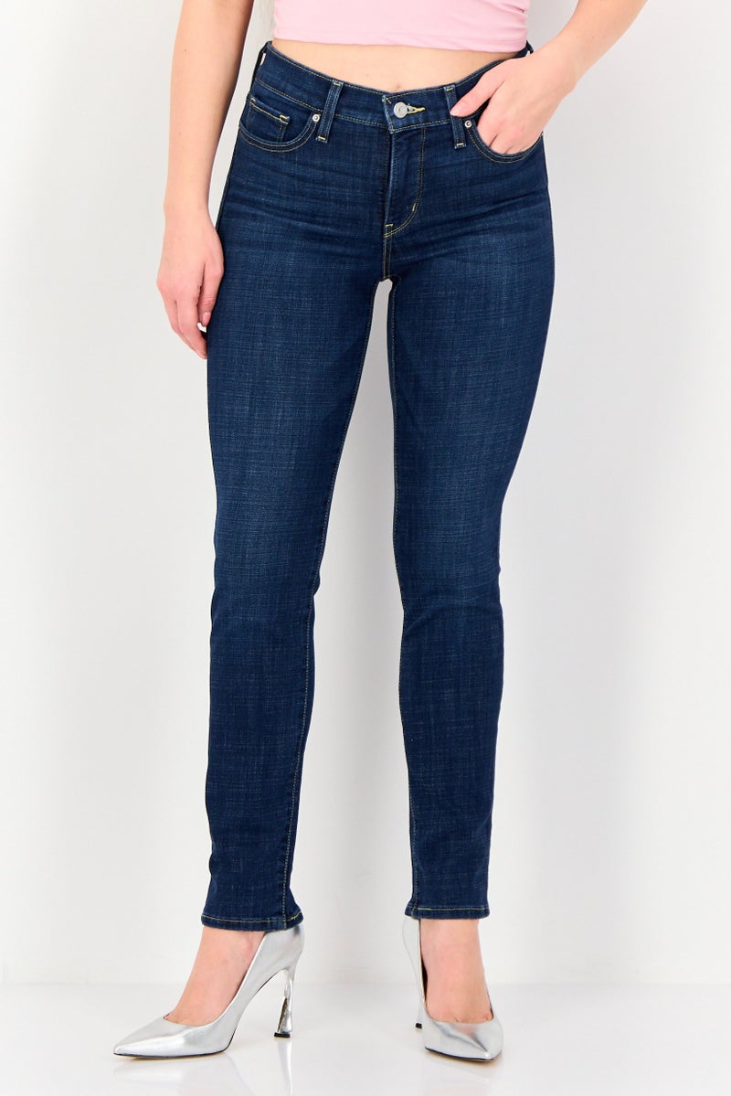 Levi's Women Slim Fit Washed Stretchable Denim, Dark Blue - Image 1