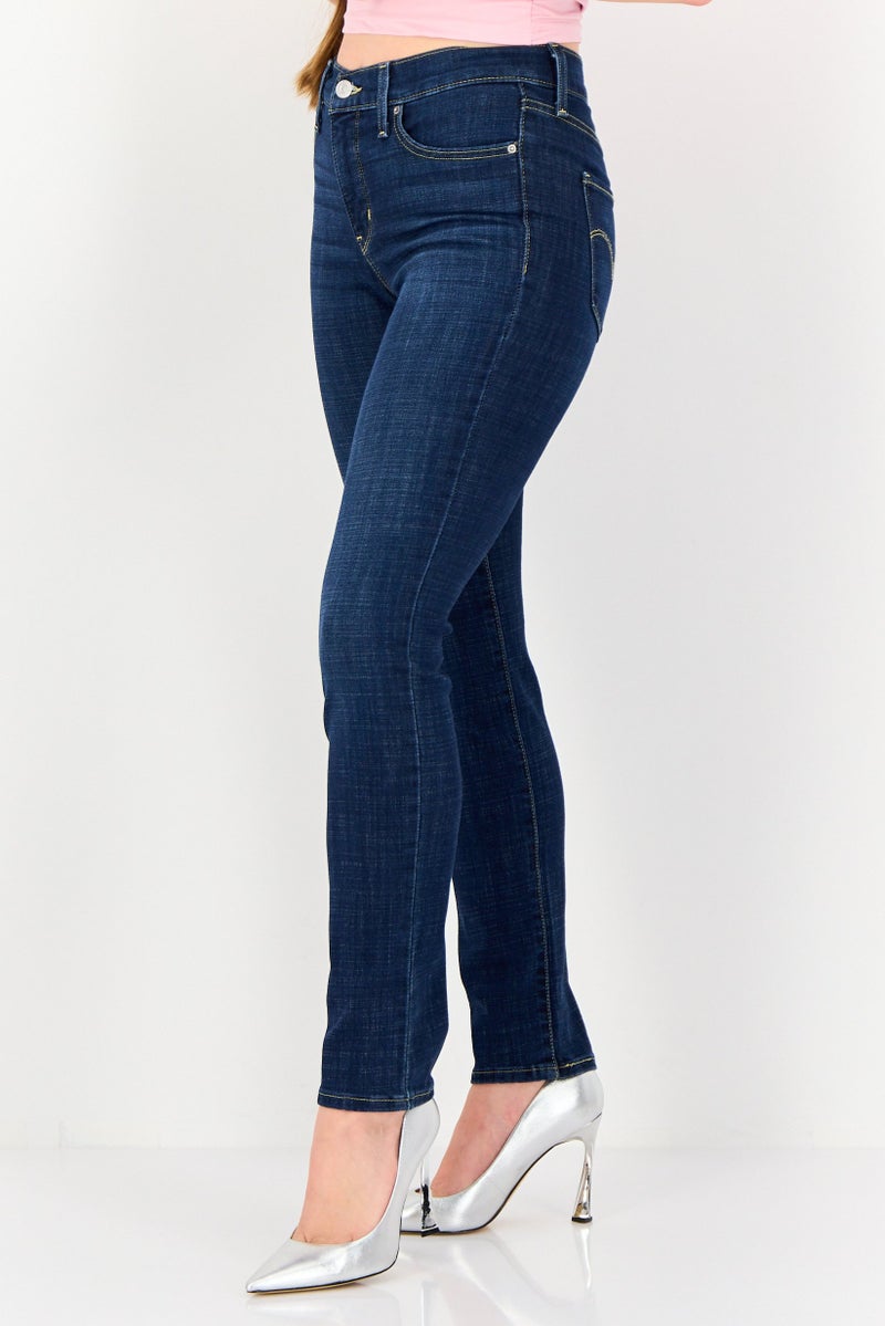 Levi's Women Slim Fit Washed Stretchable Denim, Dark Blue - Image 3