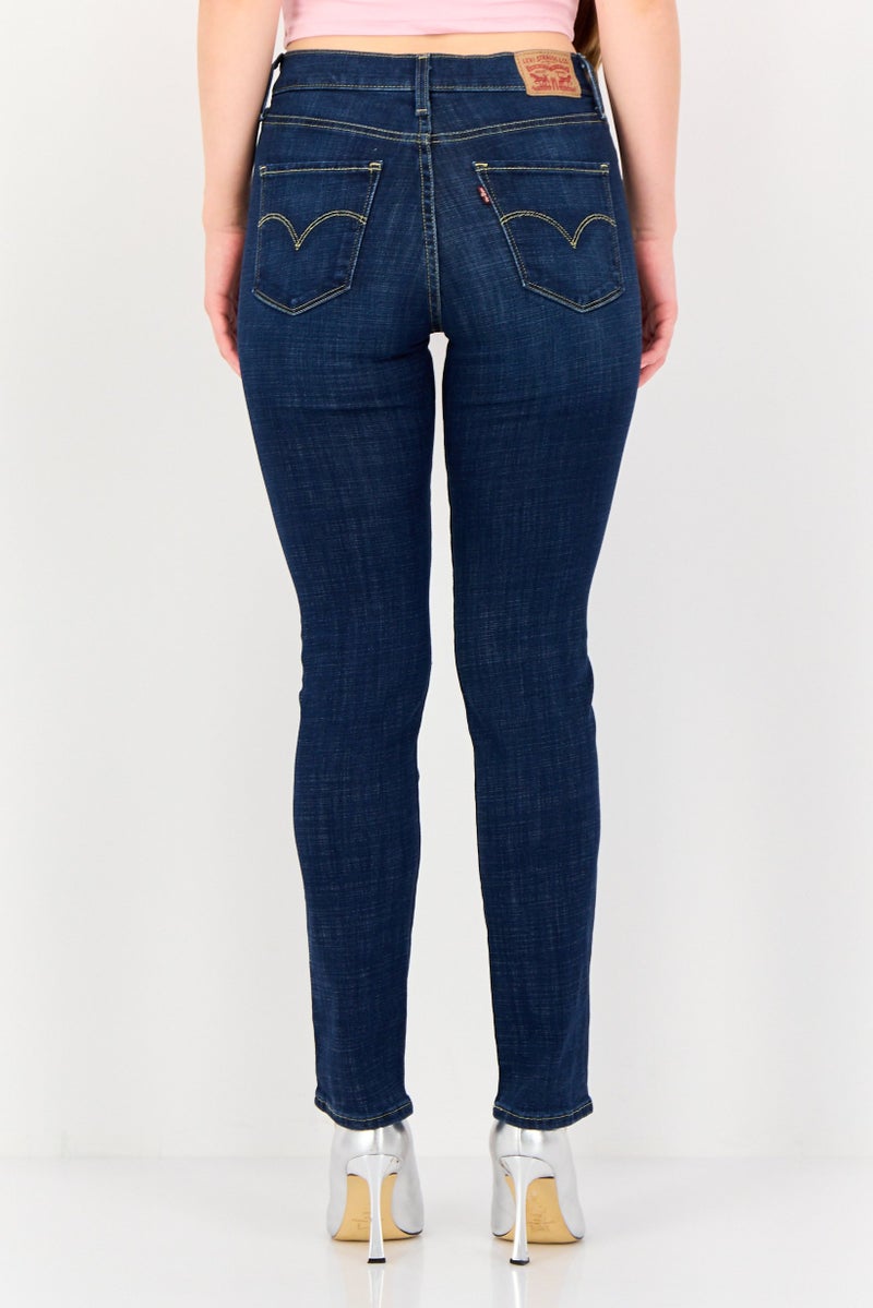 Levi's Women Slim Fit Washed Stretchable Denim, Dark Blue - Image 4
