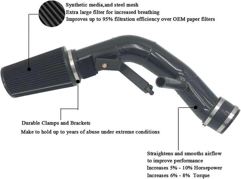 MOOSUN Cold Air Intake Kit for 2003-2007 Ford 6.0L F-250 F-350 Powerstroke Diesel (Black) - Image 2