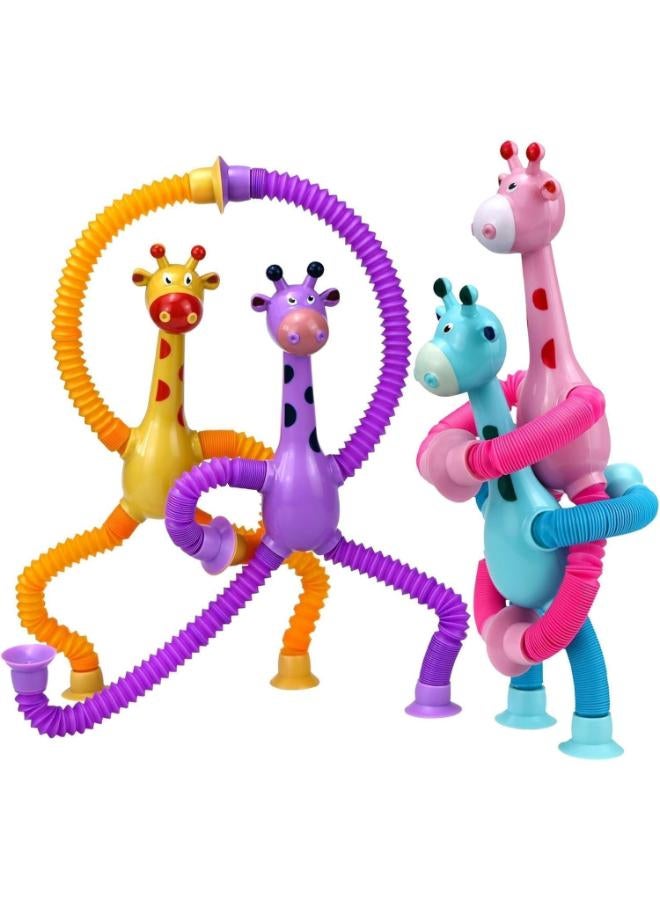 Kidzone 4-Piece LED Telescopic Suction Cup Giraffe Fidget Toy Set - Image 4