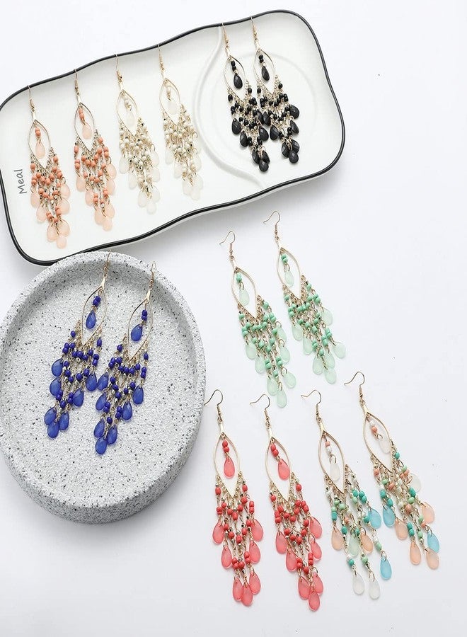 FUTIMELY Long Beaded Tassel Earrings Bohemia Native Tassel Drop Earrings Handmade Seed Bead Tribal Dangle Earrings Boho Multicolor Crystal Beaded Tassel Earrings for Women (Colorful) - Image 3