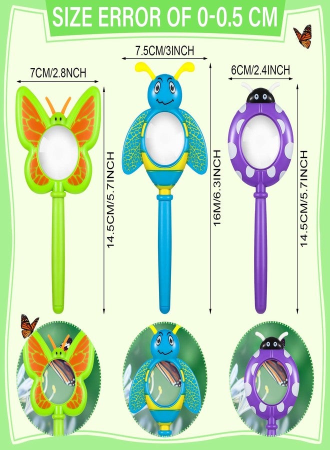 Oudain عدسات مكبرة للأطفال بتصميم بتلات جميلة، مجموعة من 3 قطع، موضوع الحشرات والفراشات، مكبر يدوي للأولاد والبنات، هدية للمدرسة، استكشاف في الهواء الطلق - Image 2