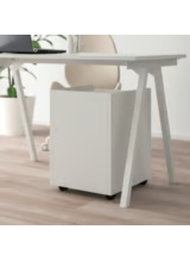 وحدة أدراج بثلاثة أدراج مزودة بعجلات، لون أبيض - Image 3