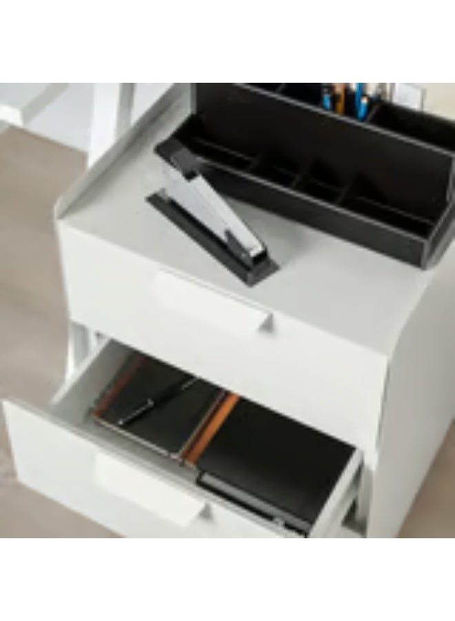 وحدة أدراج بثلاثة أدراج مزودة بعجلات، لون أبيض - Image 2