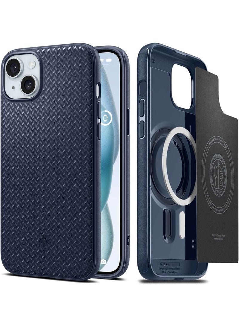 Spigen Mag Armor MagFit for iPhone 15 Case Cover with MagSafe - Navy Blue - Image 1