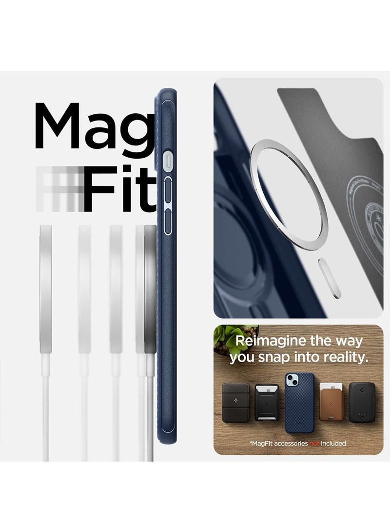Spigen Mag Armor MagFit for iPhone 15 Case Cover with MagSafe - Navy Blue - Image 4