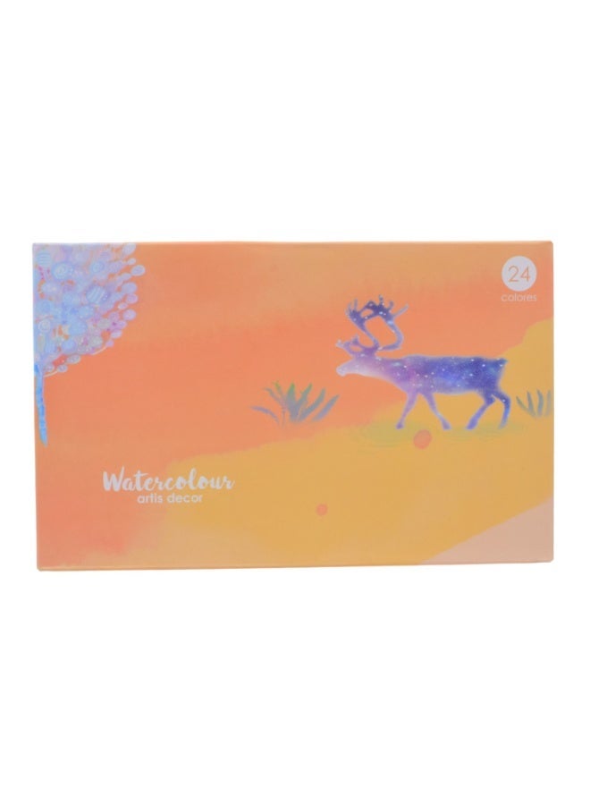 24 Watercolor Painting Set with 2 Paintbrush - Image 3