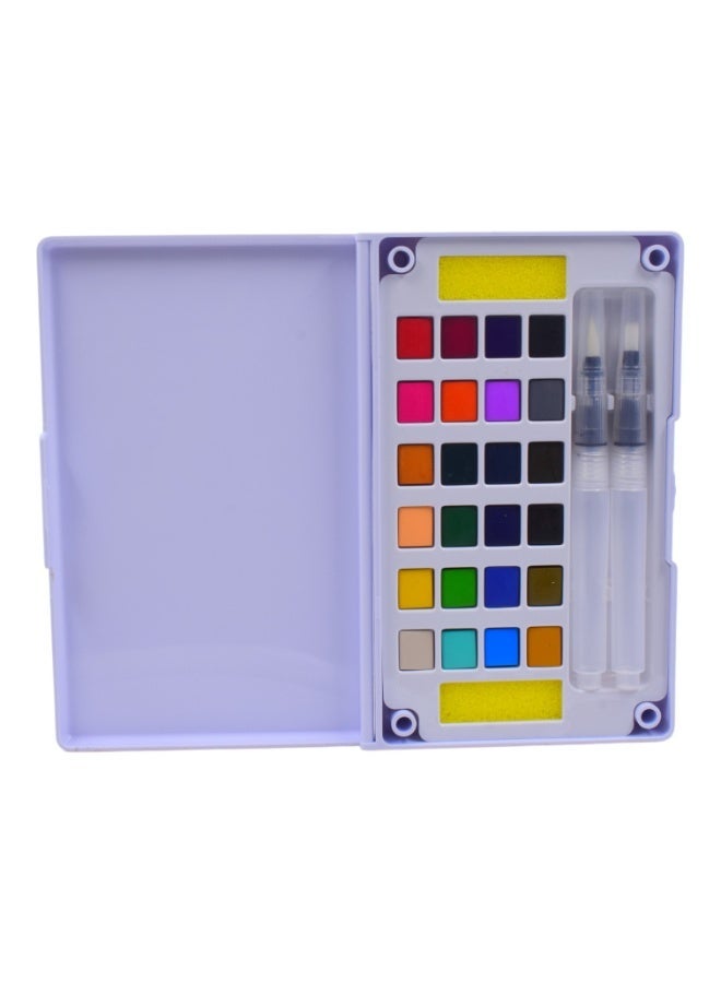 24 Watercolor Painting Set with 2 Paintbrush - Image 1
