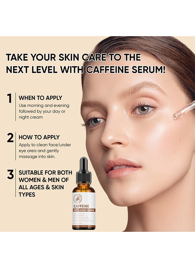 MOOYAM Caffeine Anit-Aging Serum, Anti-Aging Face Serum with Vitamin C, Collagen, Hyaluronic Acid, Firming & Hydrating & Brightening Face Serum Reduce Wrinkles, Fine Lines and Dark Spot - 30ml  - Image 2
