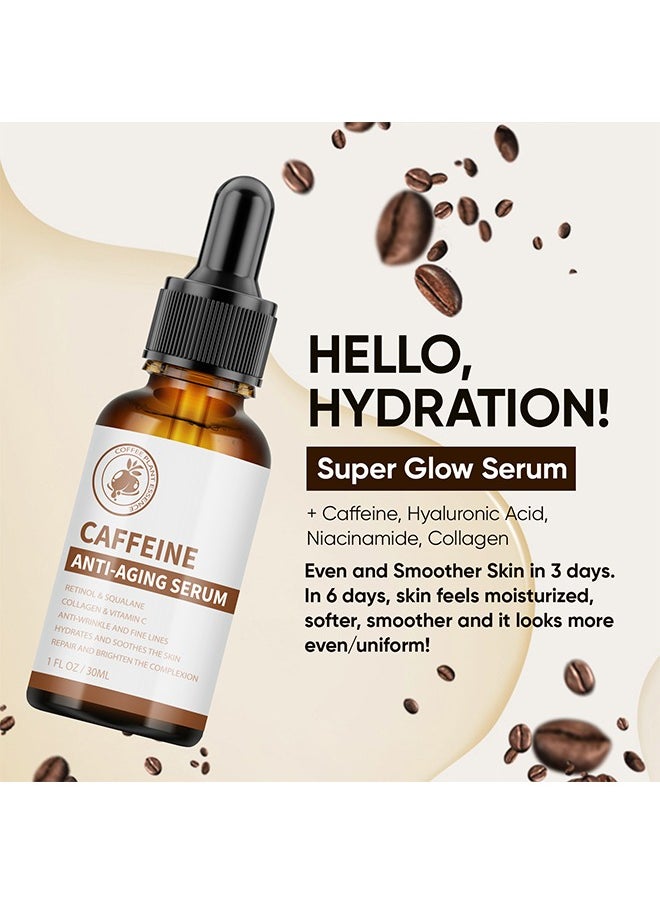 MOOYAM Caffeine Anit-Aging Serum, Anti-Aging Face Serum with Vitamin C, Collagen, Hyaluronic Acid, Firming & Hydrating & Brightening Face Serum Reduce Wrinkles, Fine Lines and Dark Spot - 30ml  - Image 3
