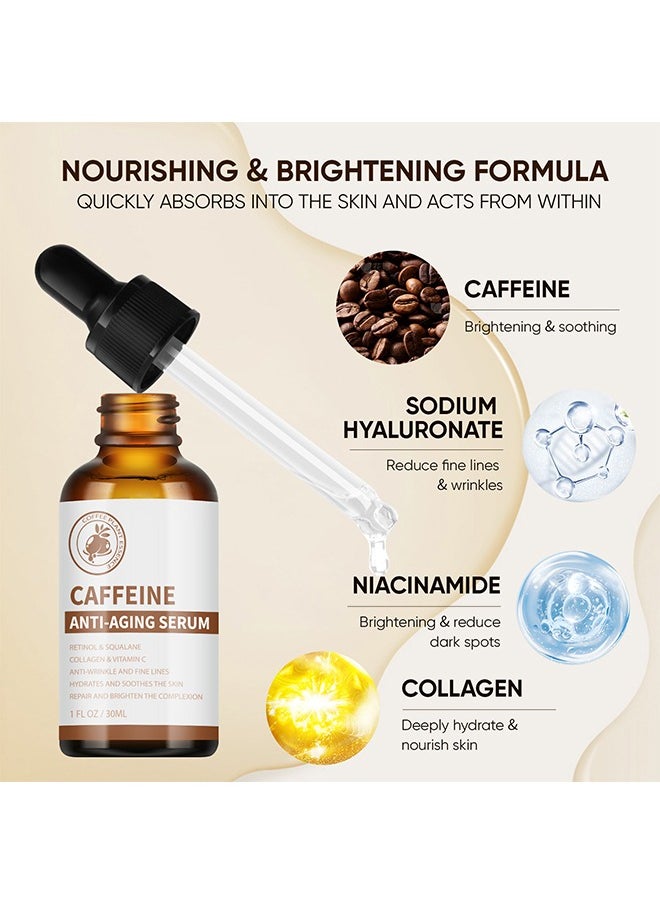 MOOYAM Caffeine Anit-Aging Serum, Anti-Aging Face Serum with Vitamin C, Collagen, Hyaluronic Acid, Firming & Hydrating & Brightening Face Serum Reduce Wrinkles, Fine Lines and Dark Spot - 30ml  - Image 4