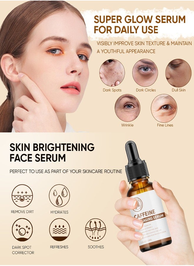 MOOYAM Caffeine Anit-Aging Serum, Anti-Aging Face Serum with Vitamin C, Collagen, Hyaluronic Acid, Firming & Hydrating & Brightening Face Serum Reduce Wrinkles, Fine Lines and Dark Spot - 30ml  - Image 5