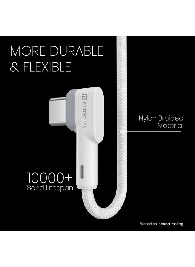 Portronics Konnect L POR-1403 Fast Charging 3A Type-C Cable 1.2 Meter with Charge & Sync Function for All Type-C Devices (White)