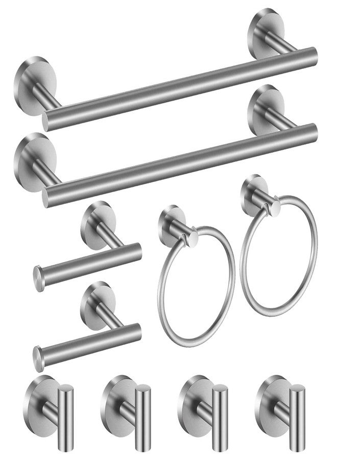 Hinmood Bathroom Hardware Set 10 Pieces, Stainless Steel Towel Bar Set Includes 16 inch Towel Bar, Towel Hook, Towel Ring Toilet Paper Holder - Image 1